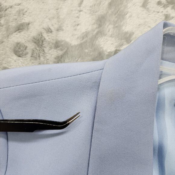 Ovi Blazer Womens L Blue Open Front Shawl Collar Lined Lightweight Preppy Office - Picture 3 of 15